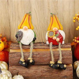 Thanksgiving Figurines, 2 Pack Resin Gnome |  2.9 x 1.9 x 6.9 inches